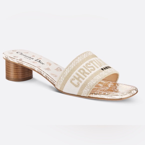 Dior Shoes - SOLD Christian Dior Dway Heeled Slides EU 37 US 7 White and Gold